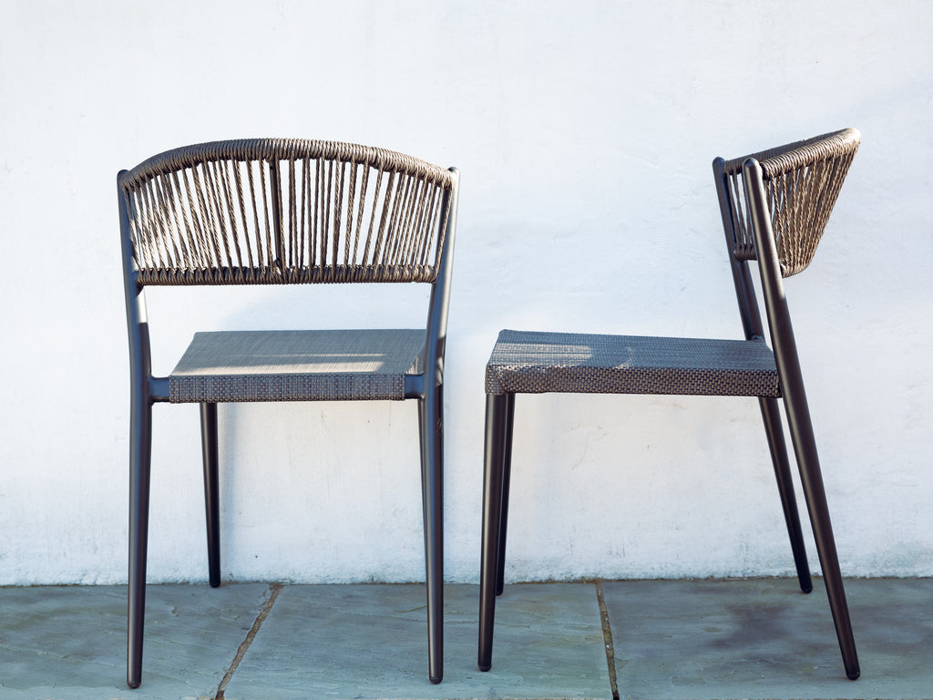 outdoor chair, aluminium and bronze weave