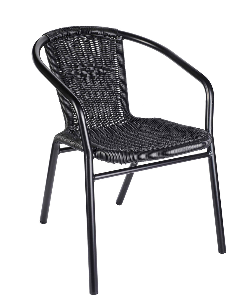 Black wicker aluminium garden armchair