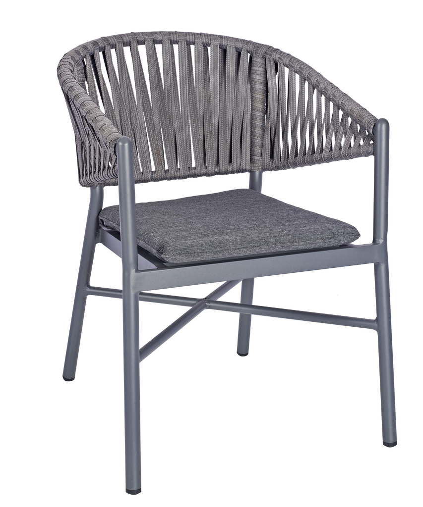 Contemporary aluminium frame garden chair in grey